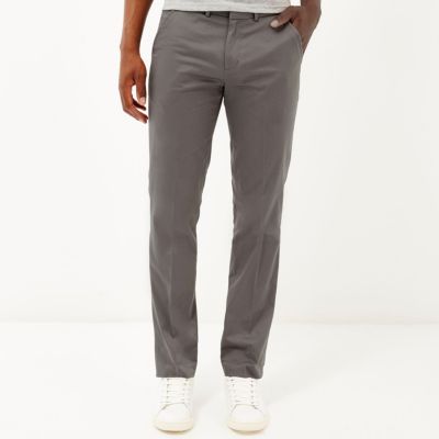 Grey smart stretch slim fit trousers